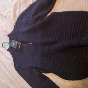 Ivanhoe of Sweden Men's Navy Half Zip Sweater Size Large